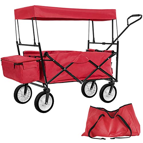 TecTake Carro de Mano Plegable con Techo carretillade Transporte para Utensilios Azul (Rojo | No. 401082)