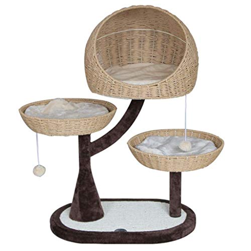 Tejido Cat Stimbing Frame Chalet Forjado Hierro Cat Sisal Gato Plataforma Cat Tree Cat Supides Nido de Gato de Gran tamaño para Todas Las Estaciones