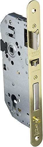 Tesa Assa Abloy 2030F5RHL,Cerradura Cortafuego, frente redondeado, Entrada 50mm,Latonado