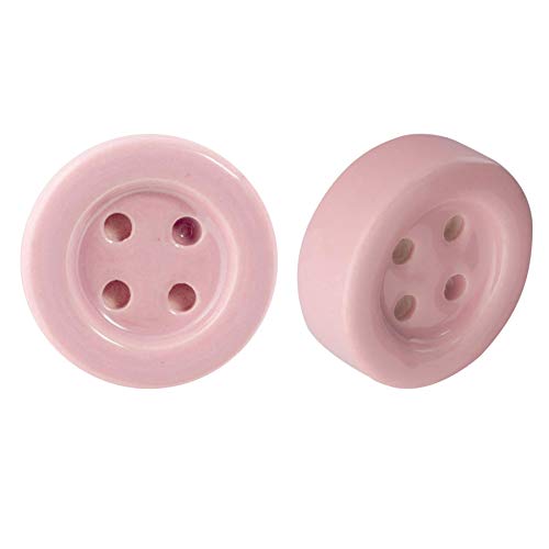 Tirador para cajones y armarios - Cerámica - Con forma de botón - Rosa - Pack de 12