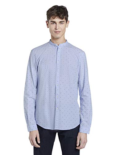 TOM TAILOR Denim Dobby Camisa, 22043/Blue Clipper Stripe, M para Hombre