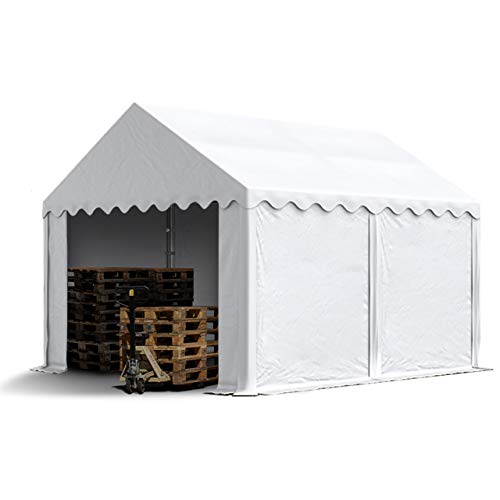 TOOLPORT Carpa de almacén 3x4m Carpa de pastoreo con Aprox. 500g/m² de Lona PVC Impermeable Blanca