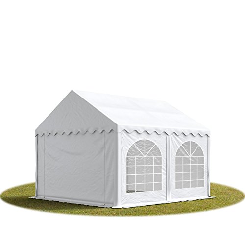 TOOLPORT Carpa de Fiesta 3x4 m Lona PVC Aprox. 500g/m² 100% Impermeable con Estructura de Suelo Blanco