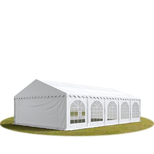 TOOLPORT Carpa de Fiesta 5x10 m Lona PVC Aprox. 500g/m² 100% Impermeable con Estructura de Suelo Blanco