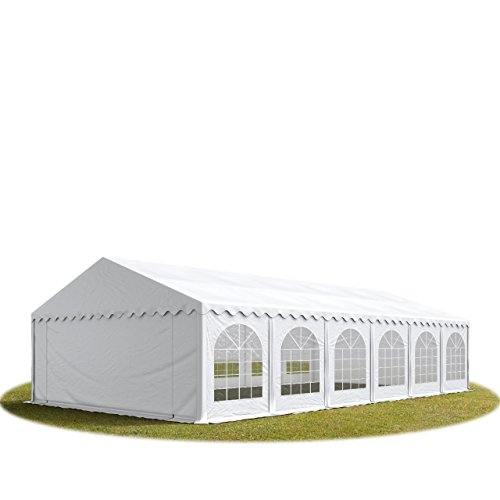 TOOLPORT Carpa de Fiesta 5x12 m Lona PVC Aprox. 500g/m² 100% Impermeable con Estructura de Suelo Blanco