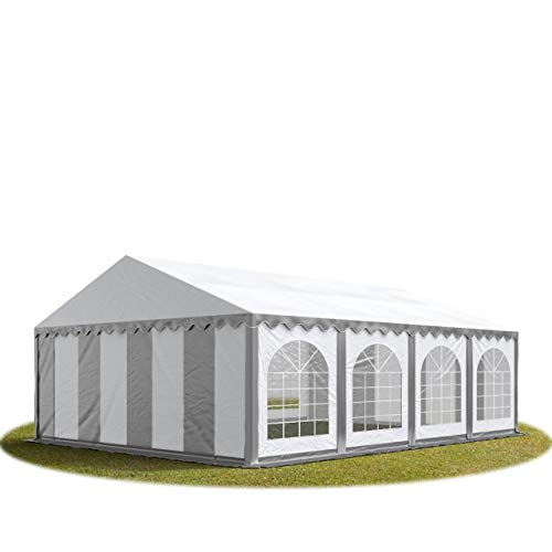 TOOLPORT Carpa de Fiesta 6x8 m ignífugo Lona PVC Aprox. 500g/m² 100% Impermeable con Estructura de Suelo Blanco