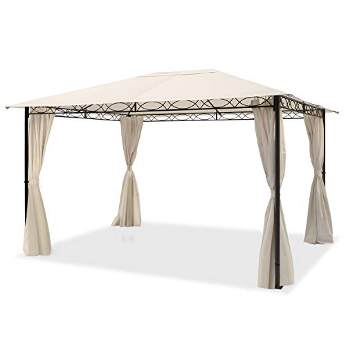 TOOLPORT Cenador de jardín 3x4 m cenador Impermeable con 4 Piezas Laterales Carpa de jardín Aprox. 180g/m² Lona de Techo en Carpa de Fiesta Beige