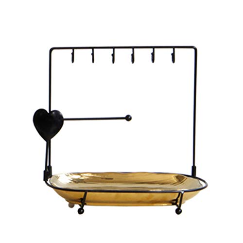 TOPBATHY 1 Unid Soporte De Joyería De Arte De Hierro De Cerámica Portátil con Clase Extraíble Display Rack Anillos Bandeja Organizador De Joyería para Mujeres Niñas