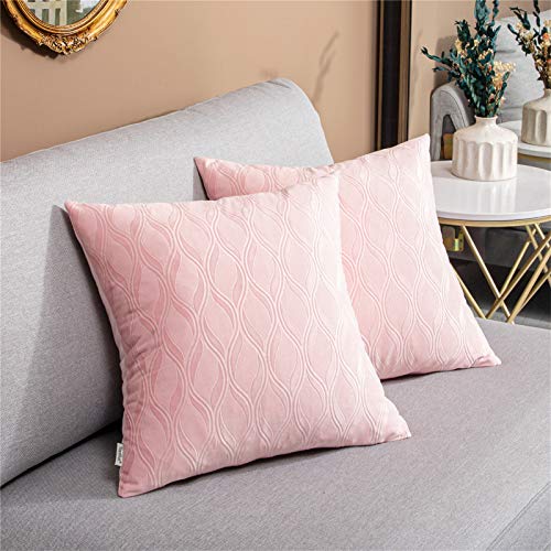 Topfinel Juego de 2 Cojines Fundas Decorativa Terciopelo Hogar Almohadas Fundas Estampado para Cama Sofás Silla Sala de Estar Dormitorio Sala de Estudio Jardín Coche 45x45cm Rosa