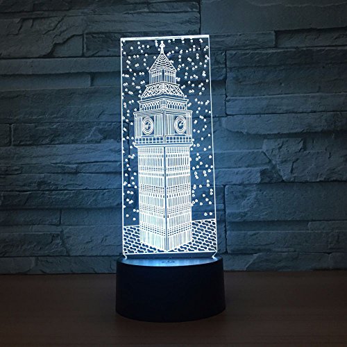 Torre del Reloj luz de Noche lámpara de acrílico Colorida lámpara de Carga fábrica al por Mayor iluminación Barco