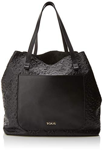 TOUS Capazo Grande Mossaic, Bolso totes para Mujer, Negro (Negro), 18.5x28x30 cm (W x H x L)