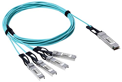 TRANSUTON Cable óptico activo QSFP+ de 40G a 4xSFP+ Breakout | Compatible con Dell (Force 10) CBL-QSFP-4x10G SFP+ Breakout-AOC20M 40GBASE QSFP+ 4x10G SFP+ Breakout AOC (20 m)