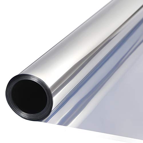 TTMOW Vinilo Pet Película Adhesiva Lámina de Espejo para Ventanas Cristal Unidireccional Protector de Privacidad Anti 99% UV y Anti 85% IR para Hogar y Oficina (60 * 200cm)