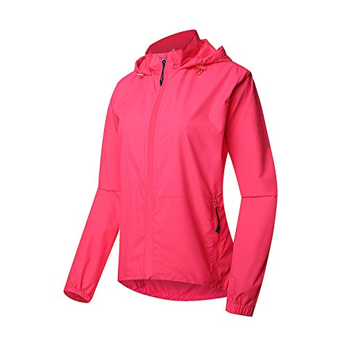 TZTED Ropa Ciclismo Chaqueta Paraviento Mujer Wind Stopper y Repelente al Agua Ciclistas Hombre Chubasquero Aligera,Rosado,M