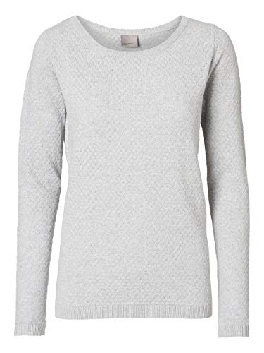 VERO MODA Vmcare Structure Ls O-neck Blouse Noos - Suéter para mujer, color grau (light grey melange), talla 38 (talla fabricante: M)