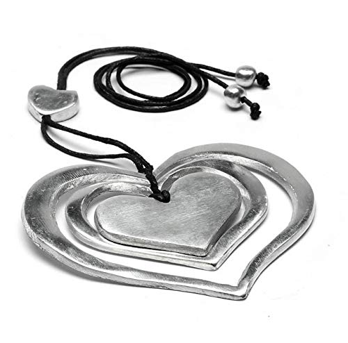 Vestopazzo AL04011 – Collar con colgante de tres corazones 100% aluminio reciclado