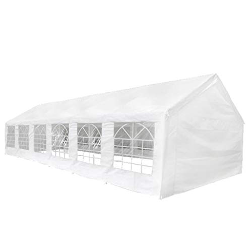 vidaXL Tienda de Fiesta de Jardín con Ventanas Lona de PE Blanca 12x6 m Carpa