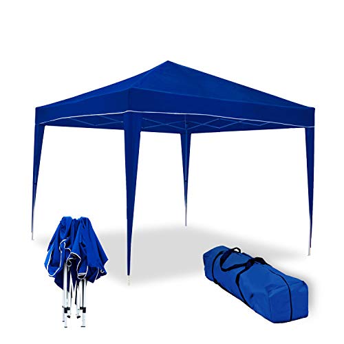 wasabi Carpa Plegable 3x3m Classic Azul de jardín, terraza, Camping, Playa