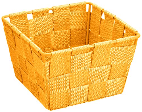 WENKO Cesta Adria Mini Cuadrado naranja - cesta para el baño, Polipropileno, 14 x 9 x 14 cm, Naranja