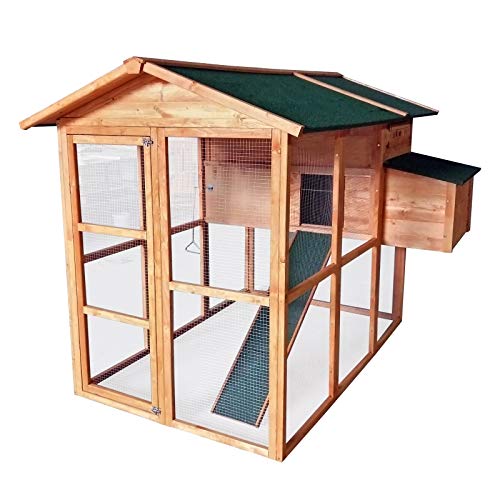 WilTec Gallinero Madera Caseta gallinas Cabaña Corral Nido Puerta Gallinas Pollos Roedores Aves Mascotas