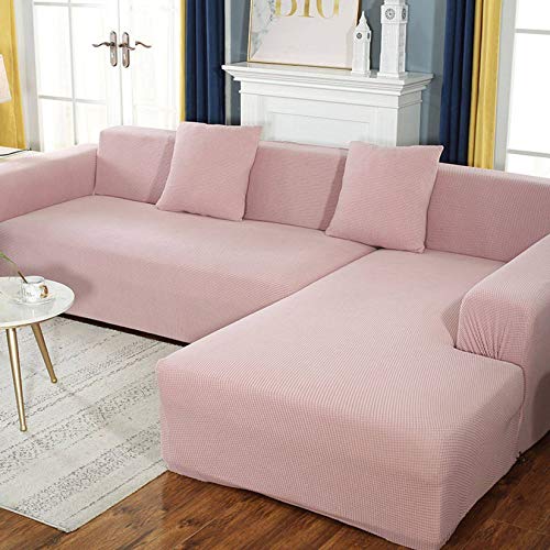 Won-Hom Elástica Funda De Sofá, Grueso Antideslizante Lavable A Máquina Fade Resistant Jacquard Funda Cubre Sofá para Sofá Combinado Chaise Longue Sofá-1 Plazas 90-140cm-Rosa