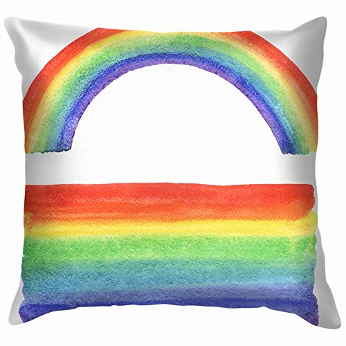 Wu Acuarela Rainbow Gradiente Rellenar Bordes desiguales Naturaleza Manta Funda de Almohada Funda de Cojín Funda de Almohada Acuarela para Sofá 20X51 cm