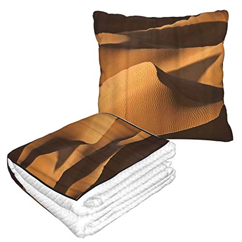 XINGAKA Manta de Viaje súper Suave,Dunas del Desierto con Sombras,Manta Plegable,Almohada cómoda