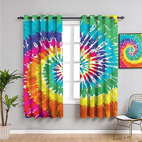 Xlcsomf Rainbow - Cortina para exteriores, 213 cm de largo, diseño de arco iris, teñido anudado, uso diario, 84 x 84 pulgadas