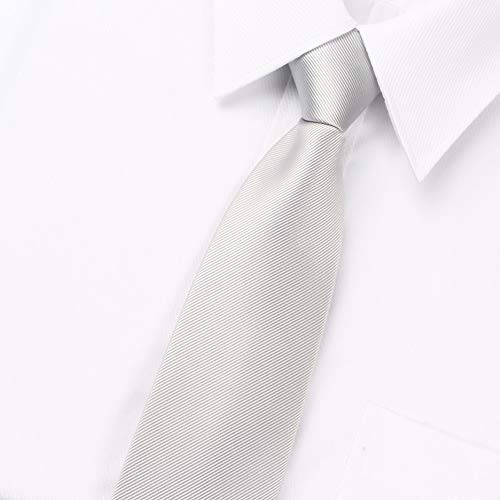 YiCan Cremallera Corbata Hombre Lazy Easy Pull A Simple 8CM Versión Ancha Vestido De Negocios Seguridad Profesional Estudiante Graduación Tie / 48 * 8cm (Color : White)