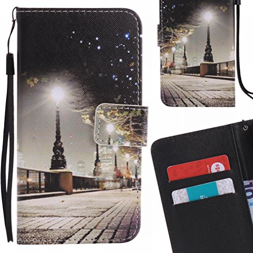 Yiizy Samsung Galaxy J5 (2017) Case, Park Street Noche Diseño Billetera Carcasa Estuches PU Cuero Cover Cáscara Protector Piel Ranura para Tarjetas Estilo