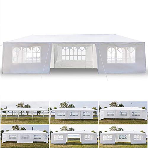 YILANS 3x9m Gazebo, Carpas Impermeables Pabellón, Carpa de Jardín con 8 Paredes Laterales para la Fiesta de Bodas Patio Camping, Blanco