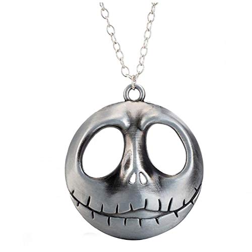 Yililay 1PC Pesadilla Antes de Navidad Jack Mercancía Cabeza Colgante Fresca apoyos de la película Ghost Colgante Collar Regalo de la joyería para el Hombre y la Mujer (Gris)