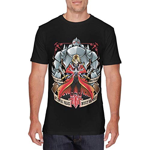 Yobesti Camisas y Camisetas atléticas Top y Blusa, Movement Unisex Fullmetal Alchemist FashionT Shirt Black