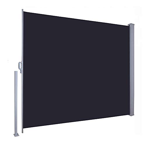 YOGANHJAT Toldo Lateral de Aluminio Separador retráctil Protección Solar Intimidad terraza Enrollable Cenador Carpa Pérgola para Exterior Plegable Protección Solar,Negro,160x300cm/118x62.9in