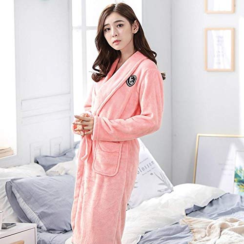 YRTHOR Invierno cálido Amantes Ropa de Dormir, Mujeres Hombres Bata Larga Franela Gruesa Kimono Albornoz Casual camisón Suave Ropa de casa Talla Grande XXL,Estilo R,M