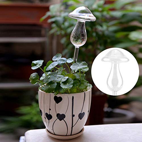 Yuehuam Planta Riego por Goteo Casa Flores Dispositivo Automático Vidrio Transparente Alimentador de Agua Forma de Hongo Sistema de Espigas de Riego