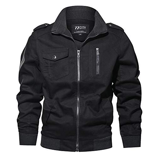 Yvelands Chaquetas Calientes para Hombre, Ropa Militar imperdible de Bolsillo de la Cremallera de los Hombres Capa táctica Transpirable(Black,XXXXXL)