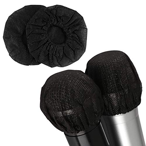 100Pcs Cubierta de micrófono desechable no tejida,cubierta para micrófono de karaoke, Fundas para parabrisas de micrófono, cubierta de micrófono desechable,fundas desechables para micrófono (negro)