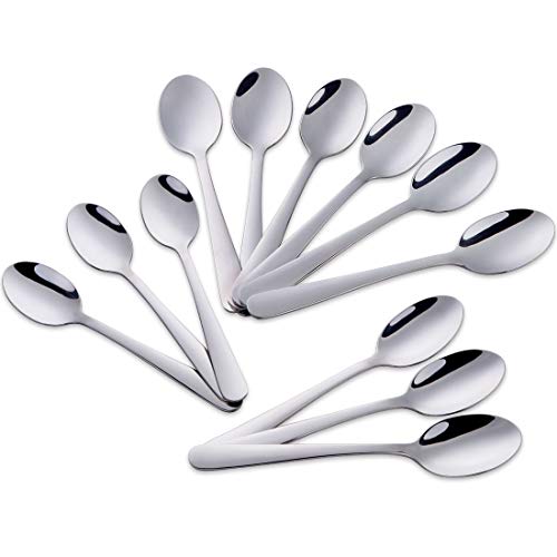 12 cucharas de café Plateado Mini cucharadita inox Para Postre De Azúcar Torta Espresso Demitasse Helado