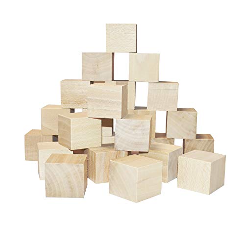 12pcs Cubos de Madera Bloques Cuadrados para Manualidades, Artesanía, para pintar, Decoración (4x4cm)