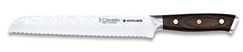 3 Claveles 28078 Cuchillo pan largo cocina cuchillos paneros profesional de hoja larga y filo ondulado corte efectivo y limpio de 19 cm-7,5" de hoja