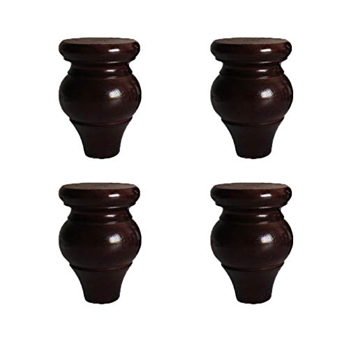 4 Pies de Muebles Patas de Muebles de Madera Tipo de Calabaza Piernas de Gabinete Pies del Sofá Mesa Cama Sillas TV Armarios Escritorios,Marrón(12cm)