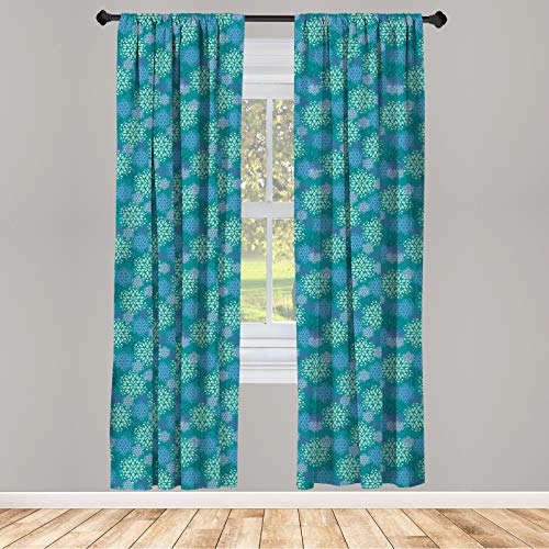 ABAKUHAUS Natural Juego de 2 Paños Cortinas, Diseño Floral Copos de Nieve, Tratamiento de Ventana para Habitación y Dormitorio, 150 cm x 245 cm, Multicolor