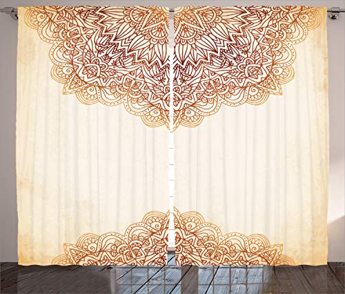 ABAKUHAUS Victoriano Cortinas, Arte Antiguo Oriental, Sala de Estar Dormitorio Cortinas Ventana Set de Dos Paños, 280 x 175 cm, Beige