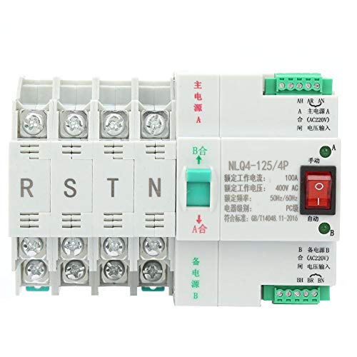 AC Interruptor de transferencia, 400V 4P 63/80 / 100A interruptor de palanca de transferencia automática de doble potencia(100A)