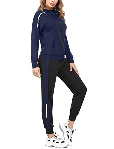 Aibrou Chandal Mujer Completo,Conjunto Chandal dos piezas Conjuntos Deportivos Sudadera con Cremallera y Pantalones de Chandal , ( Armada  , M )