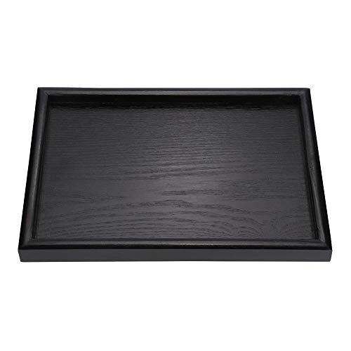 Aiggend Bandeja de té, Rectangular Plato de Frutas Plato de Ensalada de Madera Adecuada for Comedor Sala de Estar (Negro) (tamaño : 30 * 20 * 2 cm)