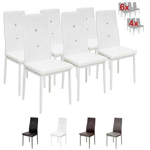 Albatros 3099 Diamond Set de 6 sillas de comedor, blanco, SGS tested