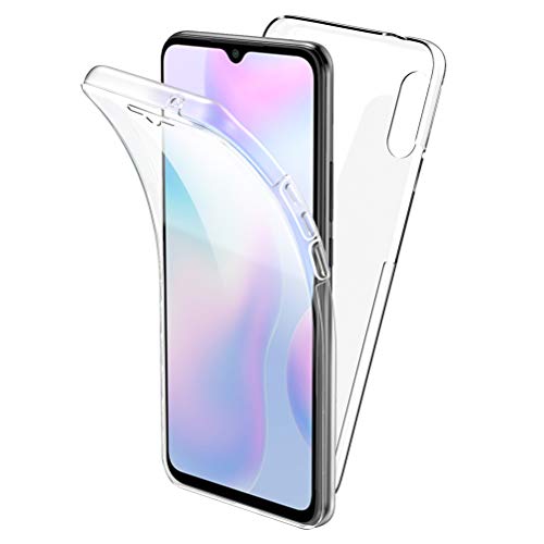 All Do Funda para Xiaomi Redmi 9A, 360 Grados Protección Diseñada, Transparente Ultrafino Silicona TPU Frente y PC Back Carcasa Belleza Original Funda de Doble Protección - Transparente