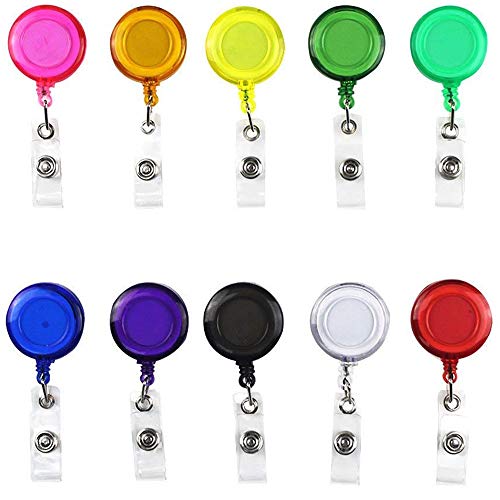 Amaoma 10 Piezas Llavero Retractil Porta Tarjetas Identificativas Carrete Retráctil de Tarjeta con Clip de Cinturón Mosquetón Multicolor para Tarjeta Identificativa ID Badge (Color al Azar)